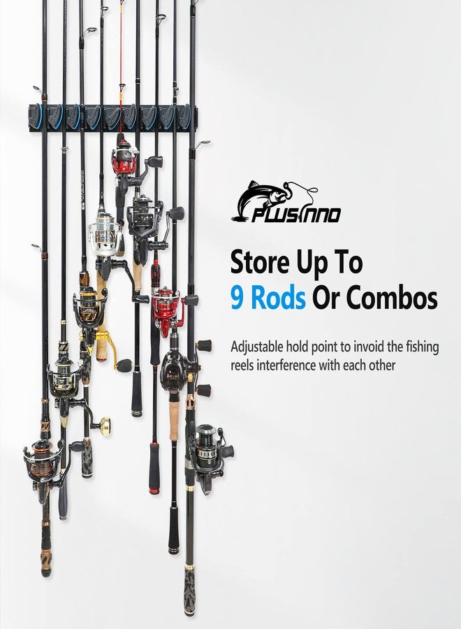 PLUSINNO 2 pack Vertical Fishing Rod rack, Wall Mounted Fishing Rod holder, 2 Packs Fishing Pole Holders Hold Up to 18 Rods or Combos, Fishing rod holders for garage, Fishing Gear and Gifts for Men - Image 2